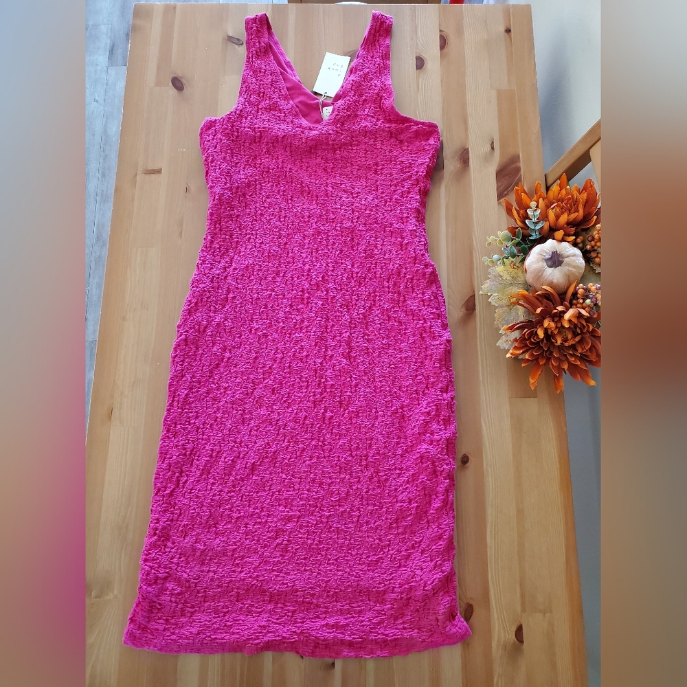 A. New Day - Women's Puckered Knit Dress Pink Size S - Picture 9 of 11